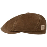 Stetson Soft Cotton 6 Panel Flat Cap Men Brown 7 1/4-7 3/8